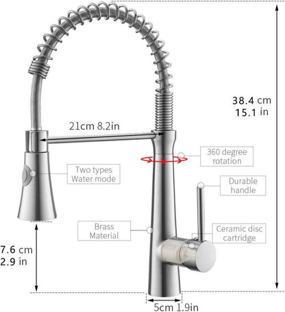 TIMACO Küchenarmatur 360° Drehbar Spiralfederarmatur Nickel