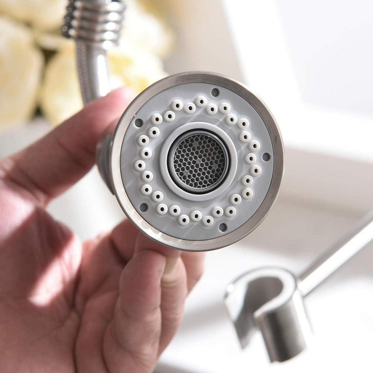 Küchenarmatur 360° Drehbar Mischbatterie Spiralfederarmatur Nickel