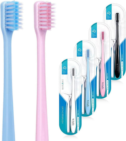 Kieferorthopädische V-Form Zahnbürste, weiche Borsten, 4er Pack