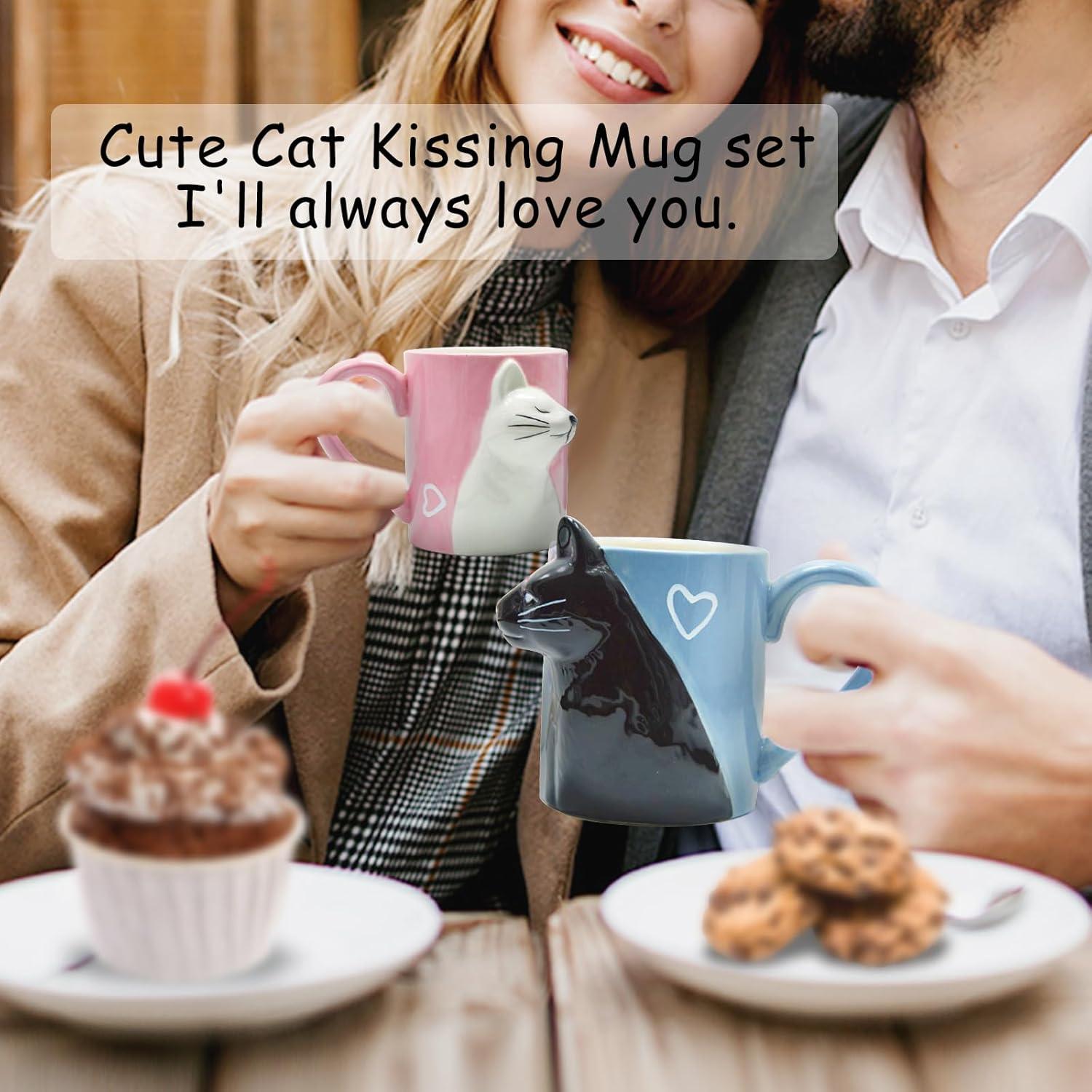 Hochzeitsgeschenk, Kuss Kaffeetassen mit Katze, Lustiges