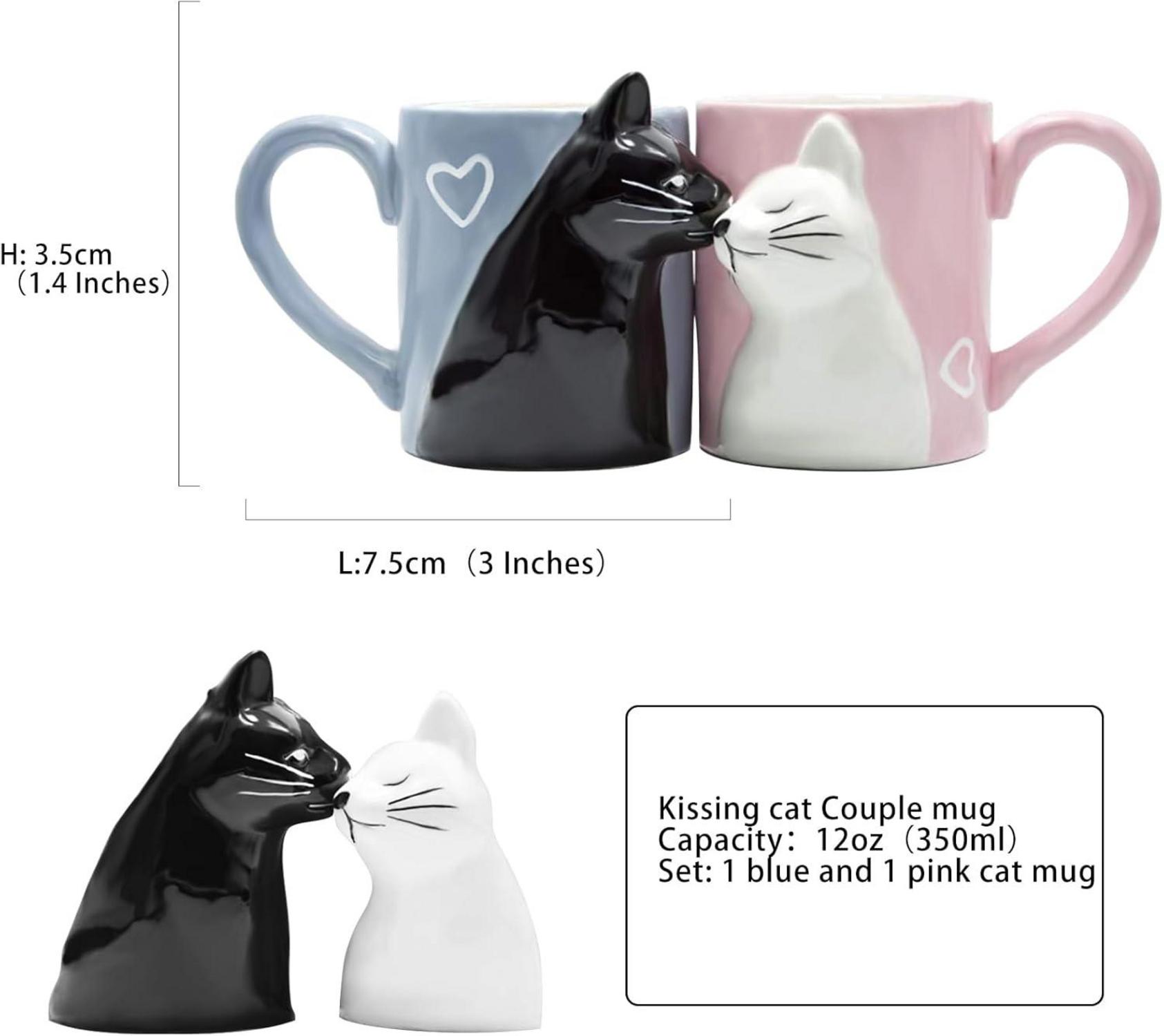 Hochzeitsgeschenk Katzen Kaffeebecher Set für Paare Jahrestag Valentinstag