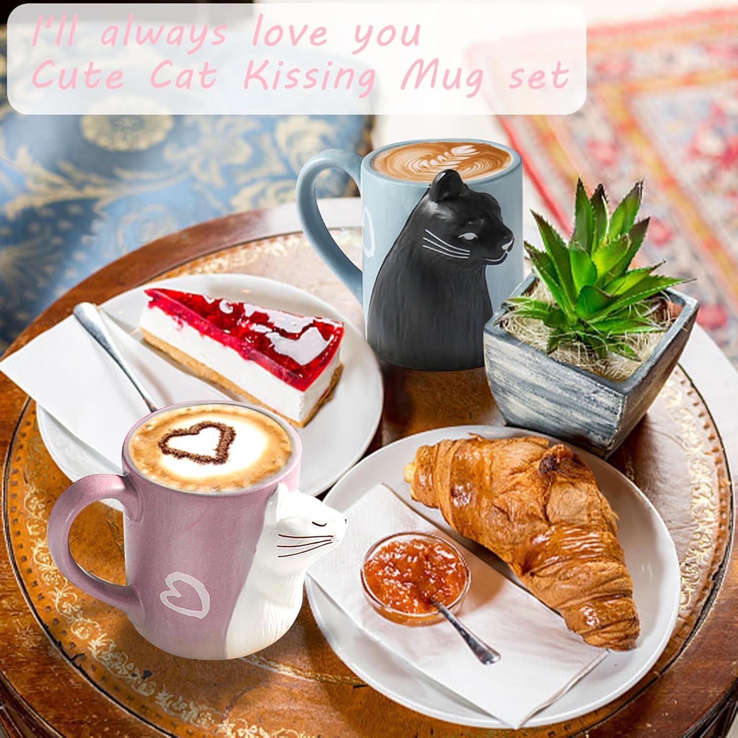 Hochzeitsgeschenk Katzen Kaffeebecher Set für Paare Jahrestag Valentinstag