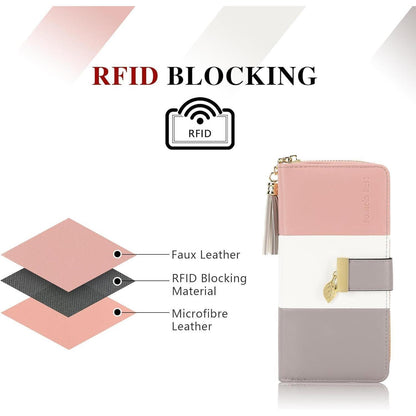Damen Geldbörse RFID Portmonee mit NFC Blocker Mehrfarbig