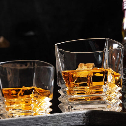 4-teiliges Whisky Glas Set, Bleifreies Kristallglas 260 ml, Schöne Geschenkbox