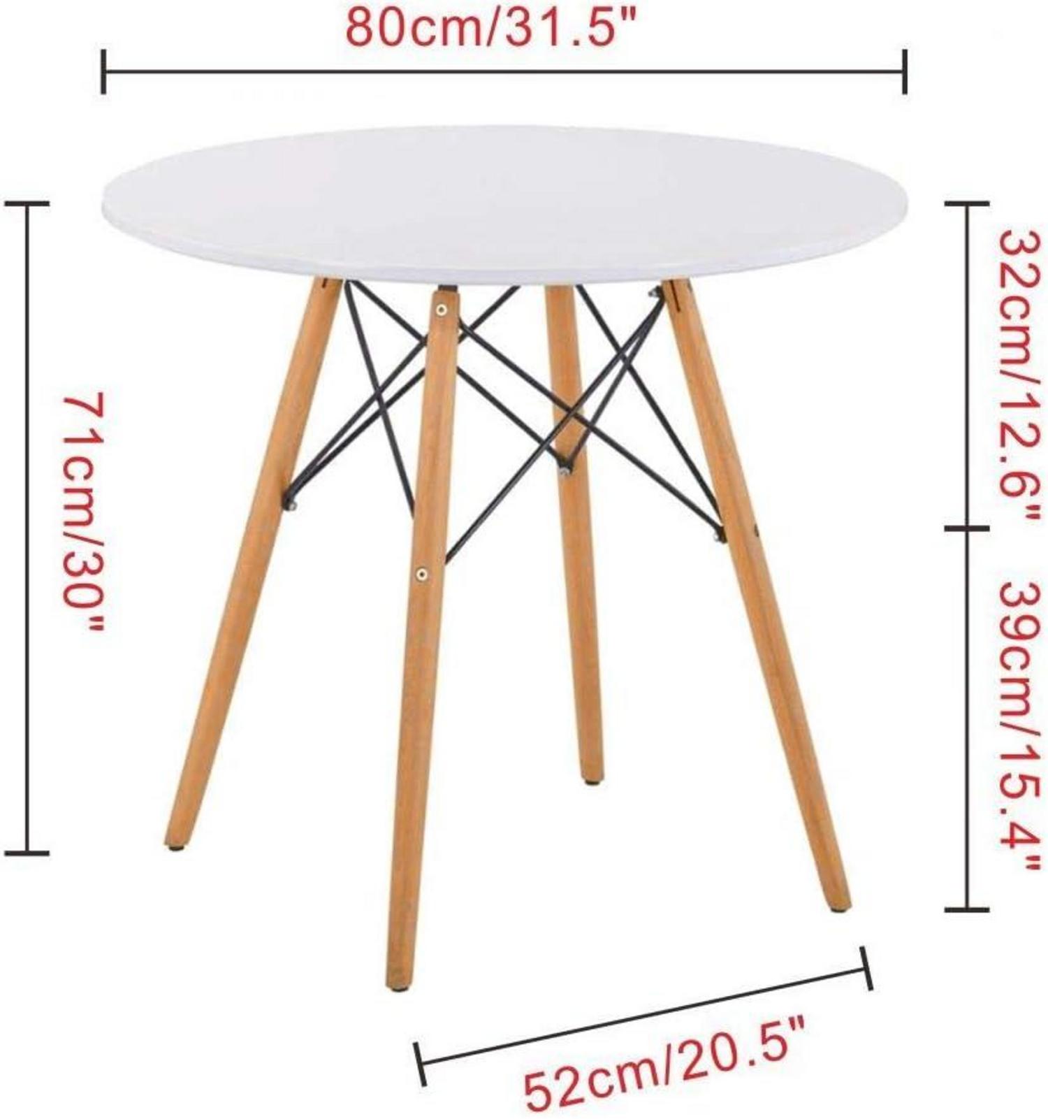 Runder Esstisch Weiß Holz Moderner 80cm - GOLDFAN