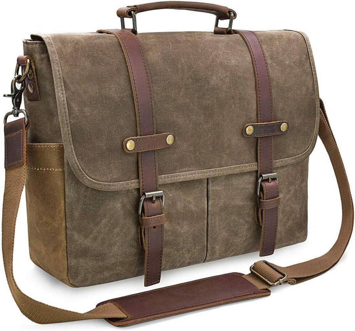 Umhängetasche Herren Vintage Canvas Laptoptasche Wasserdicht 15.6 Zoll