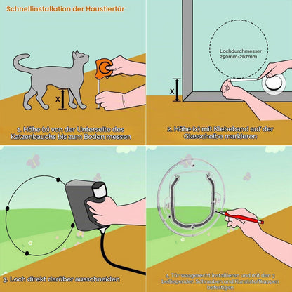 Katzenklappe 4 Wege Verriegelung transparent für Glas & Türen