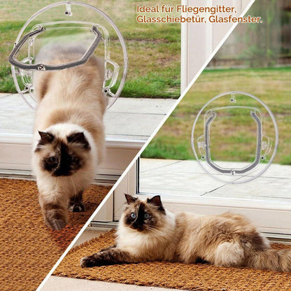 Katzenklappe 4 Wege Verriegelung transparent für Glas & Türen