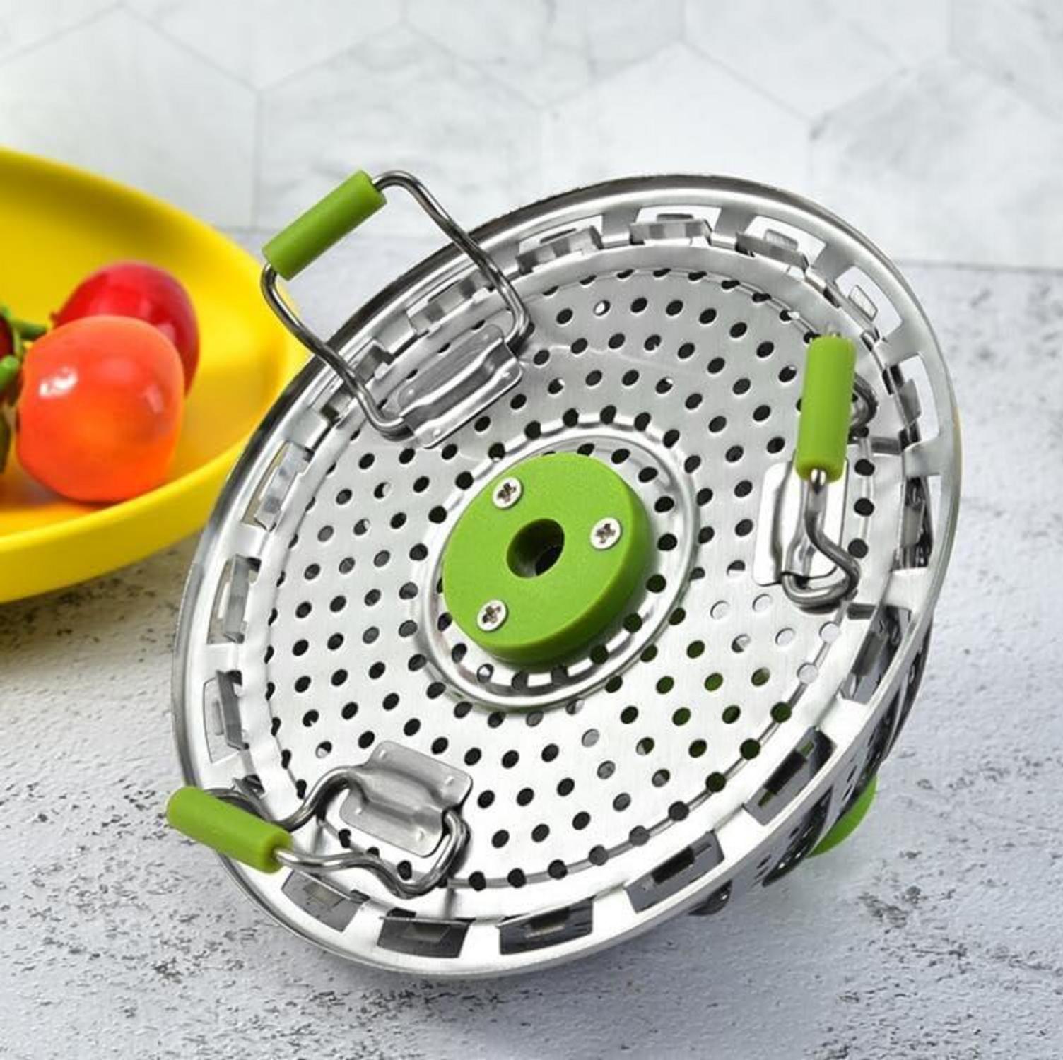 Edelstahl Dampfgarer Einsatz für Topf, faltbar, Veggie Fisch Meeresfrüchte