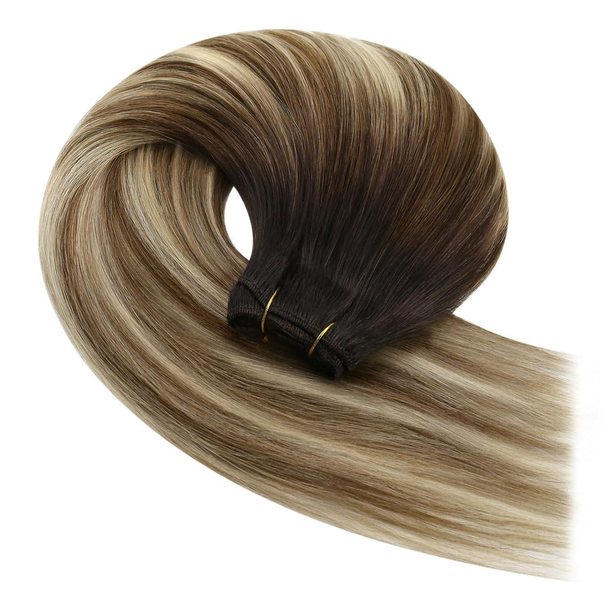 Dunkelbraune Echthaar-Haarverlängerung 35cm Balayage