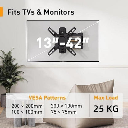 TV Wandhalterung Schwenkbar Neigbar Drehbar 13-42 Zoll 25Kg