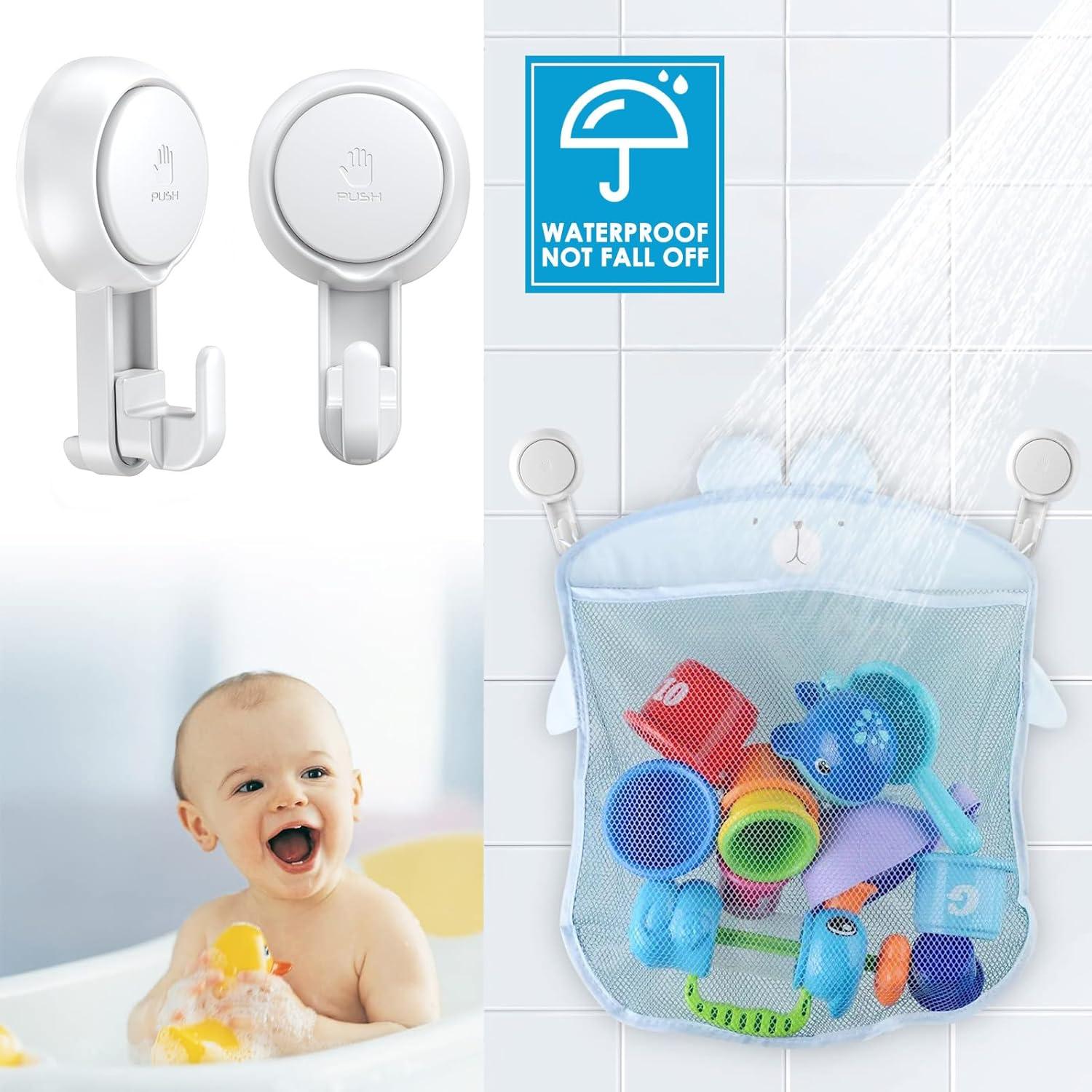Saugnapf Haken Stark 5KG für Fenster Dusche Bad Küche, Wiederverwendbar, Weiß 2Pack