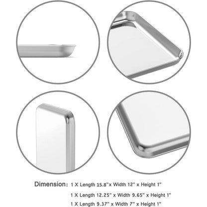 Edelstahl Backblech Set 3-teilig 22,9/30,5/40,6 cm robust