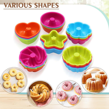 Silicone Donut Molds 24Pack Nonstick Baking Cups Jello Oven Safe