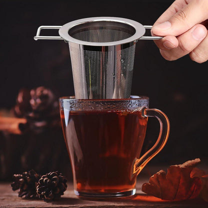Edelstahl Tee-Sieb Teefilter und Deckel, 2 Stück für losen Tee