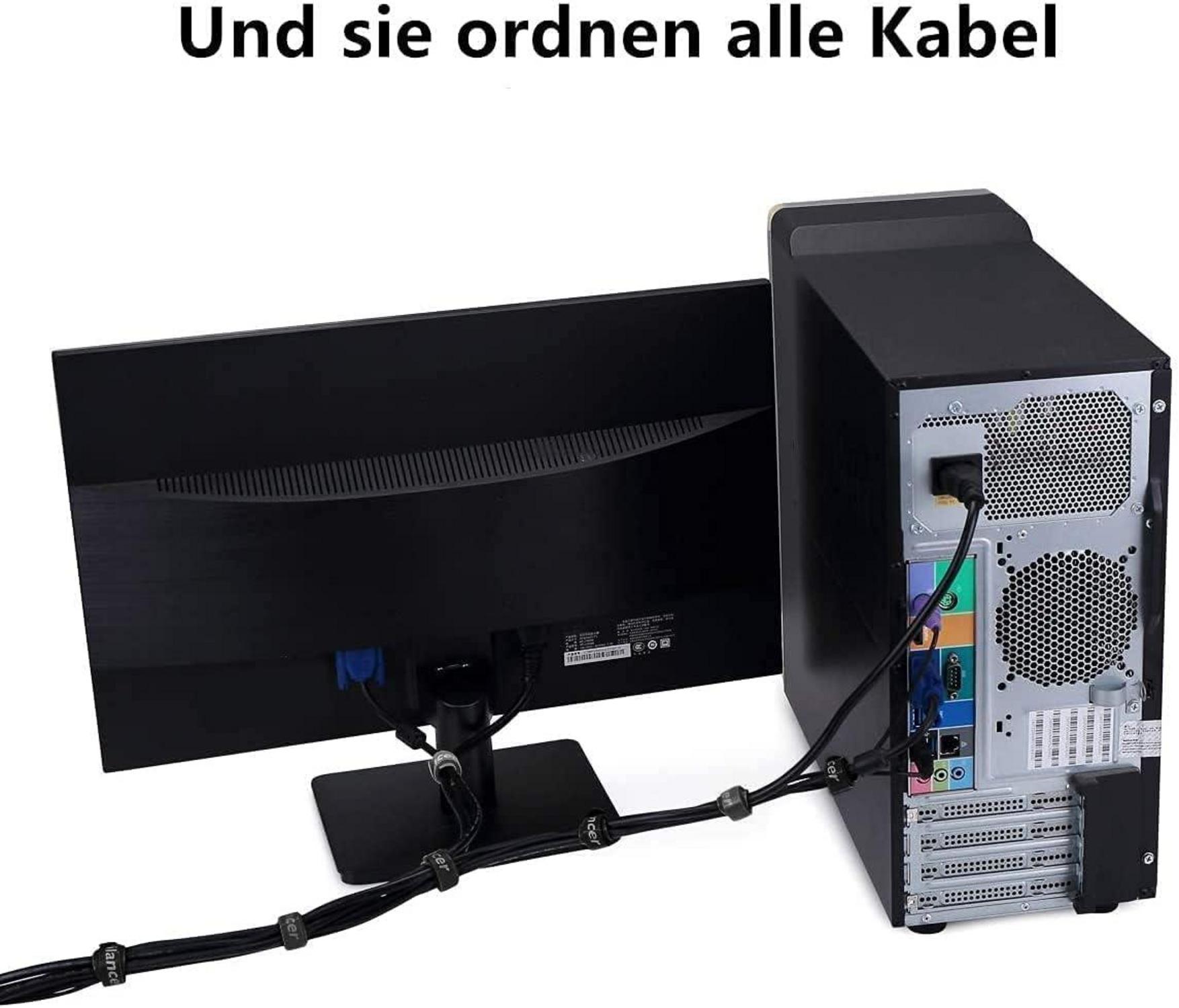 Klett Kabelbinder 20CM 50 Stück Schwarz Wiederverwendbar Stark