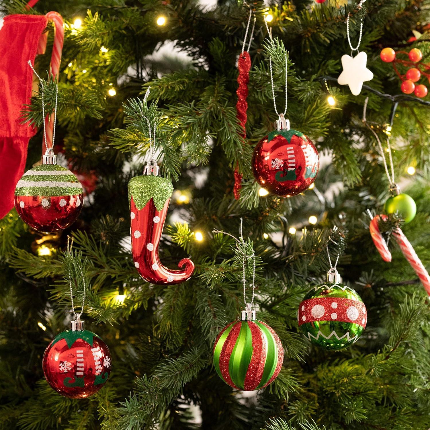 Weihnachtskugeln 70tlg. Kunststoff Christbaumkugeln Deko Set Rot Grün