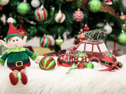 Weihnachtskugeln 70tlg. Kunststoff Christbaumkugeln Deko Set Elfen