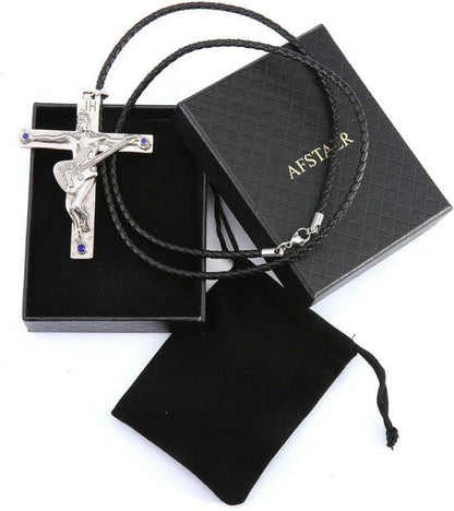 AFSTALR Johnny Hallyday Gitarrenkreuz Halskette Silber Edelstahl - Fan Andenken
