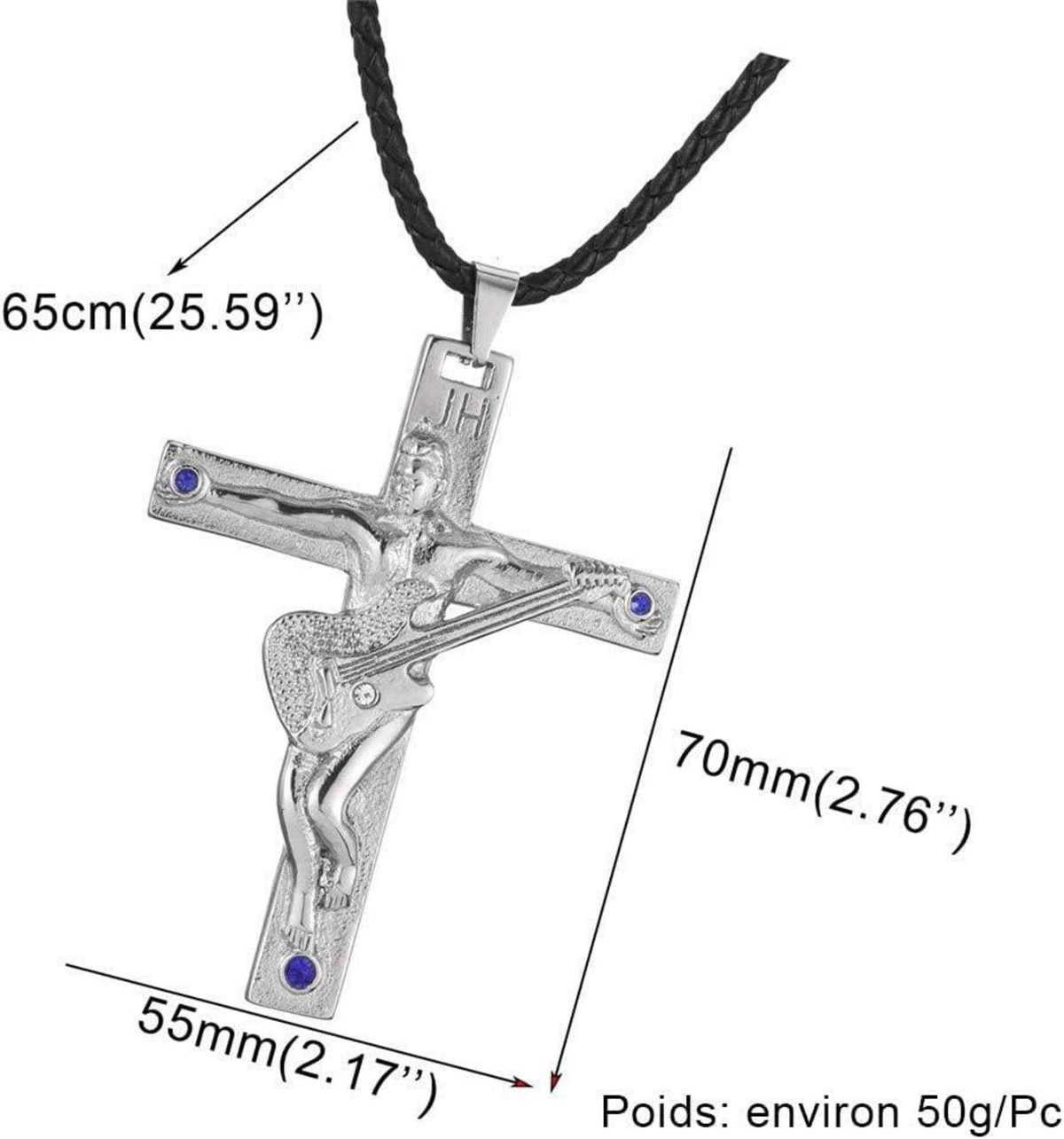 Johnny Hallyday Gitarrenkreuz Anhänger Edelstahl Silbergeschenk