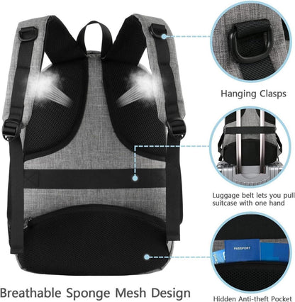 Matein Laptop Rucksack 17,3 Zoll Grau USB Diebstahl Tasche Herren
