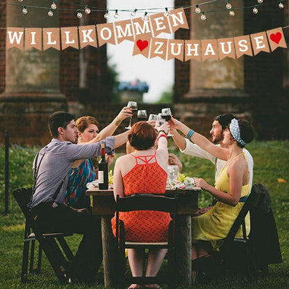 Willkommen Zuhause Banner Familie Party Dekoration Herzlich Braun Weiß 19 Stk