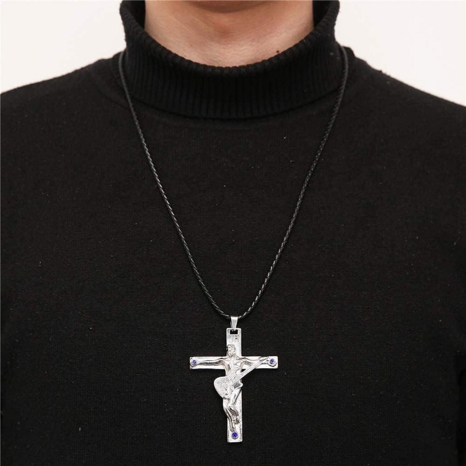 Johnny Hallyday Kreuz Halskette Edelstahl Anhänger Fan Andenken