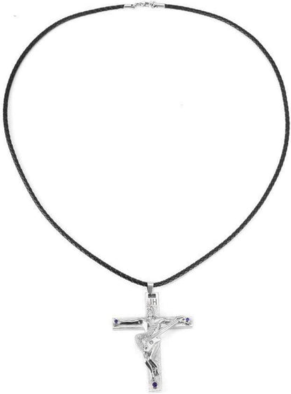 Johnny Hallyday Gitarrenkreuz Halskette Edelstahl Silber Gold Schwarz