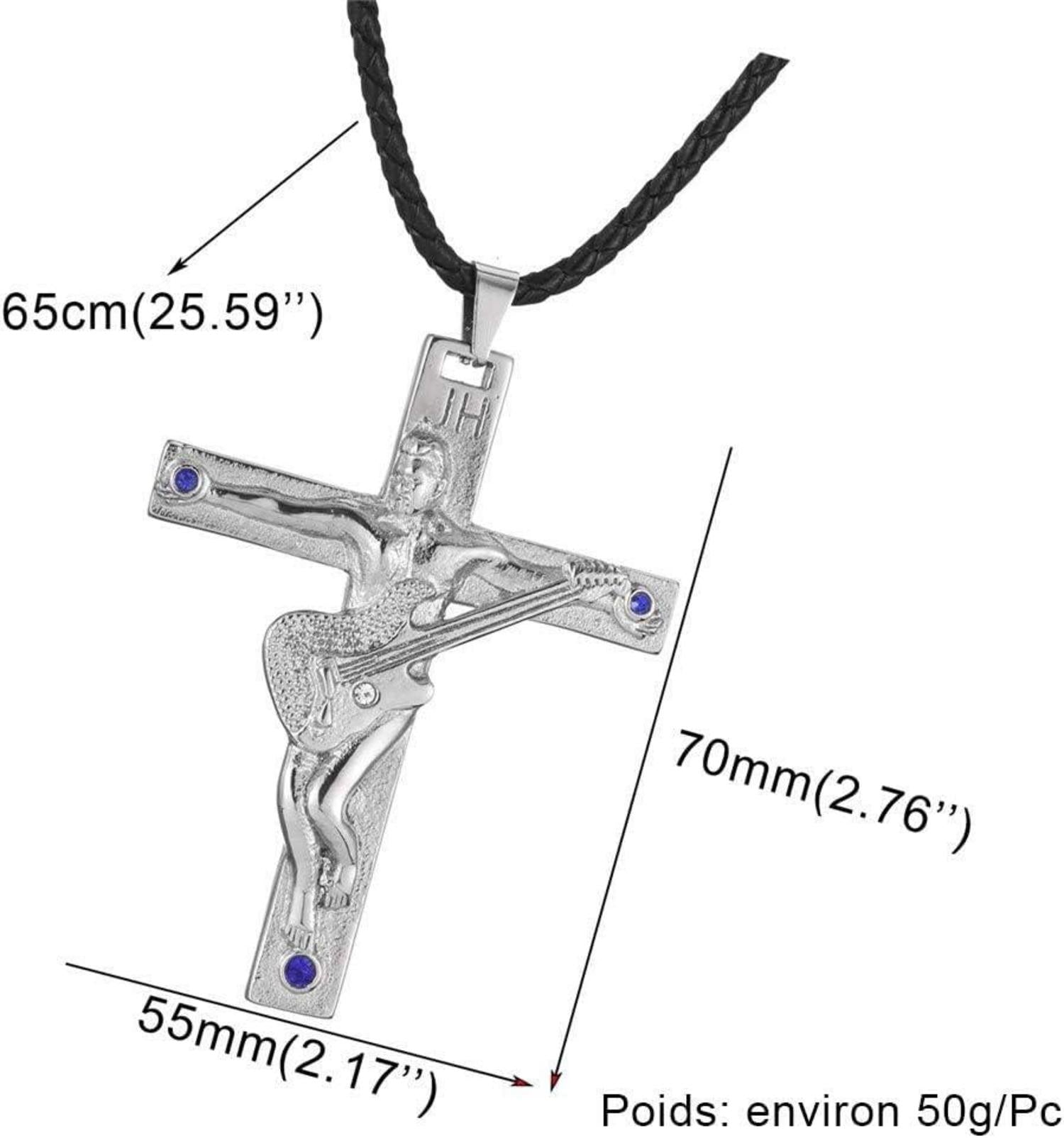 Johnny Hallyday Halskette Edelstahl Gitarrenkreuz Anhänger Schwarz