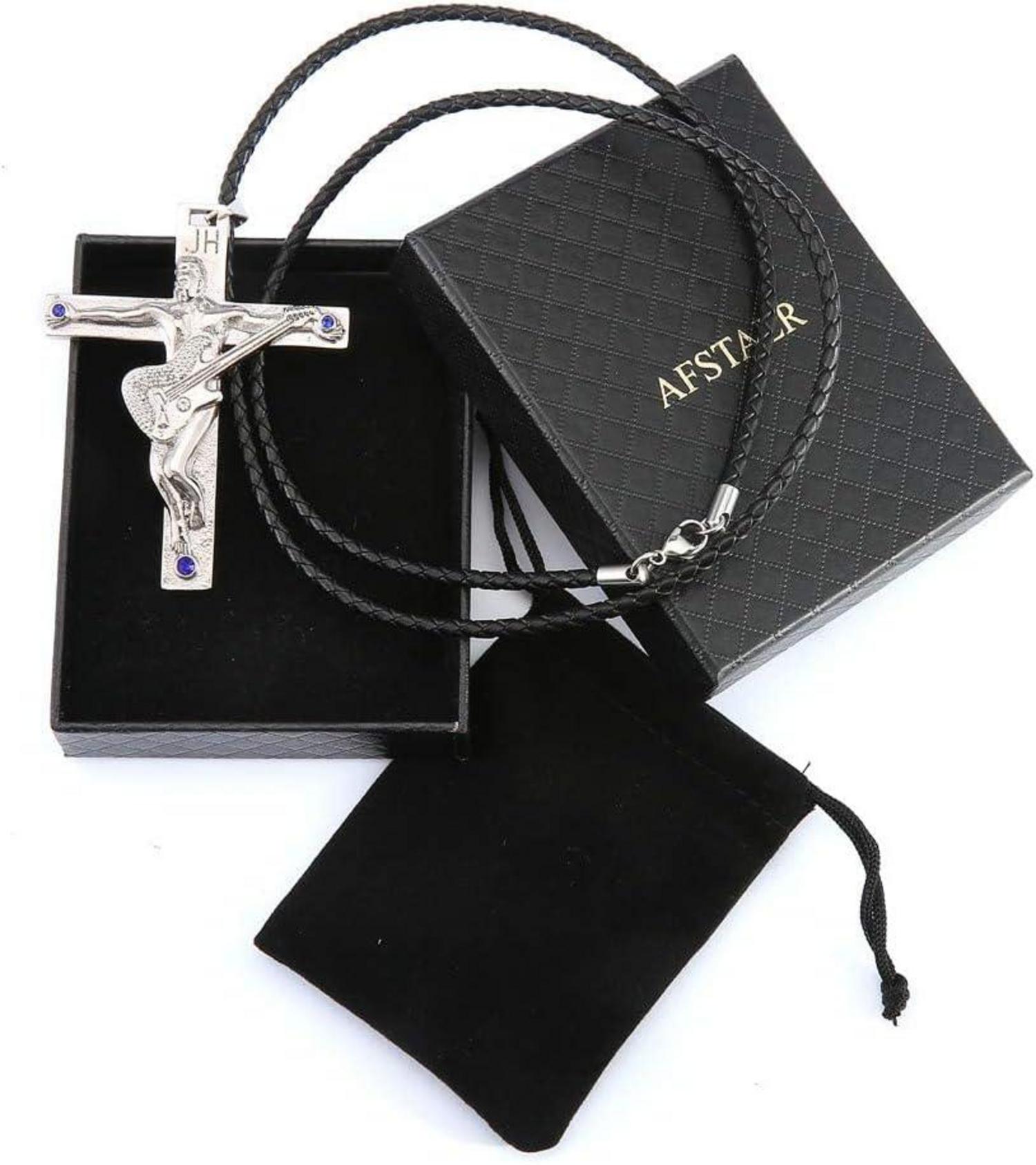 Johnny Hallyday Gitarrenkreuz Halskette Edelstahl Silber Gold Schwarz