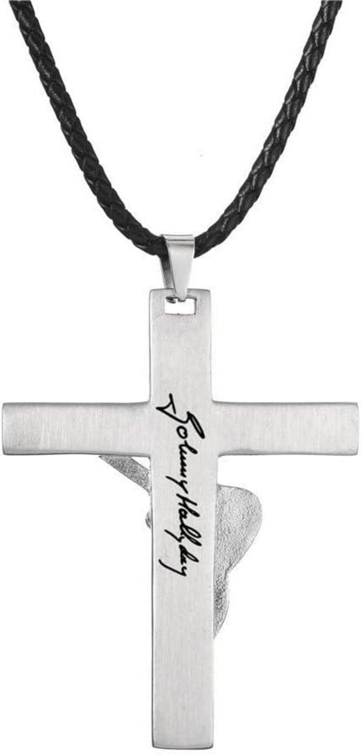 Johnny Hallyday Halskette Edelstahl Gitarrenkreuz Anhänger