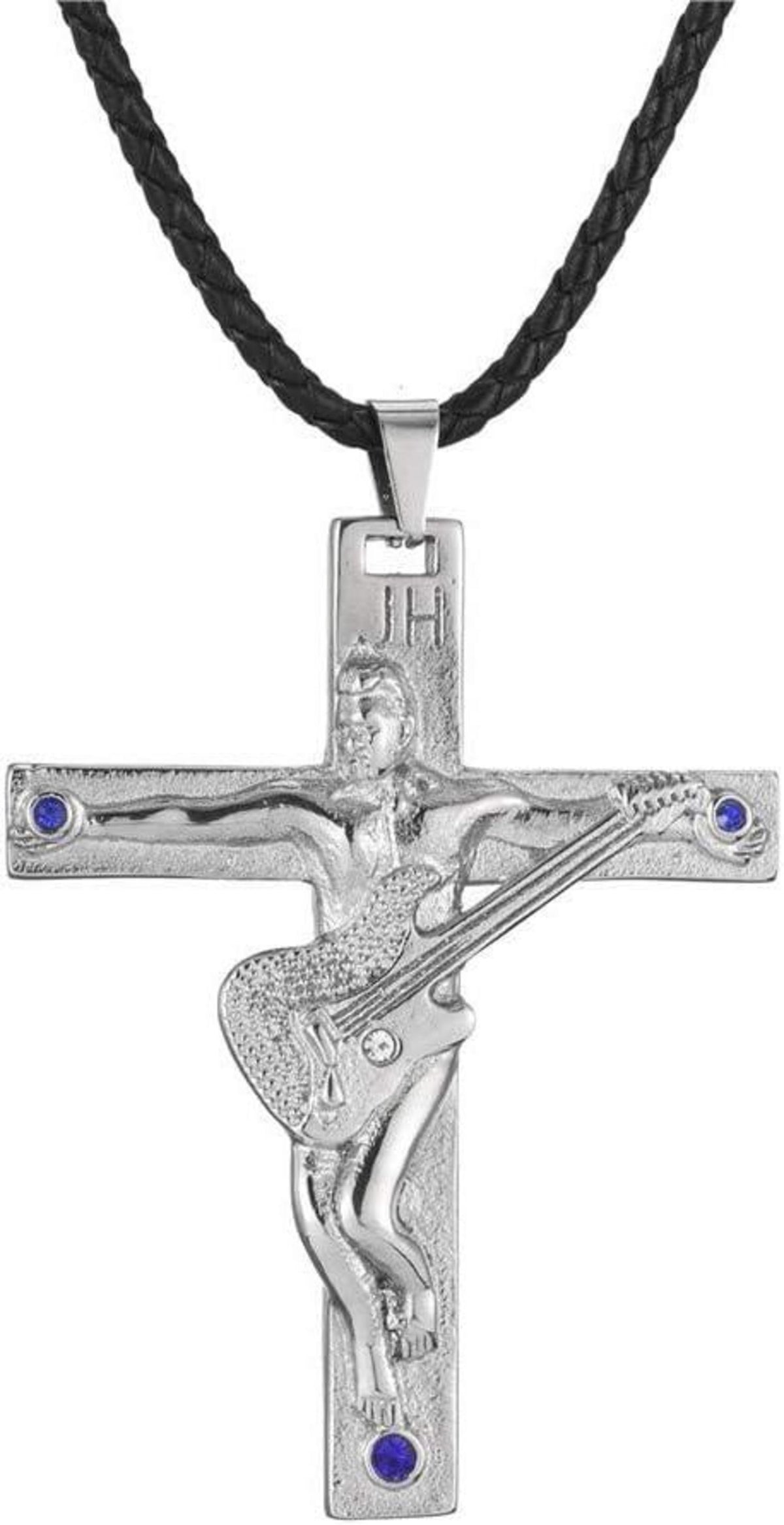Johnny Hallyday Kreuz Halskette Edelstahl Gitarrenanhänger Silber Gold