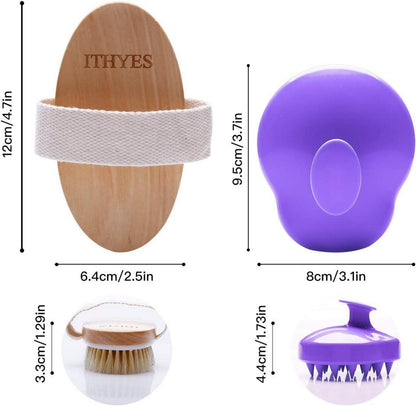 Shampoo Massagebürsten Set mit Silikonborsten, Körperbürste