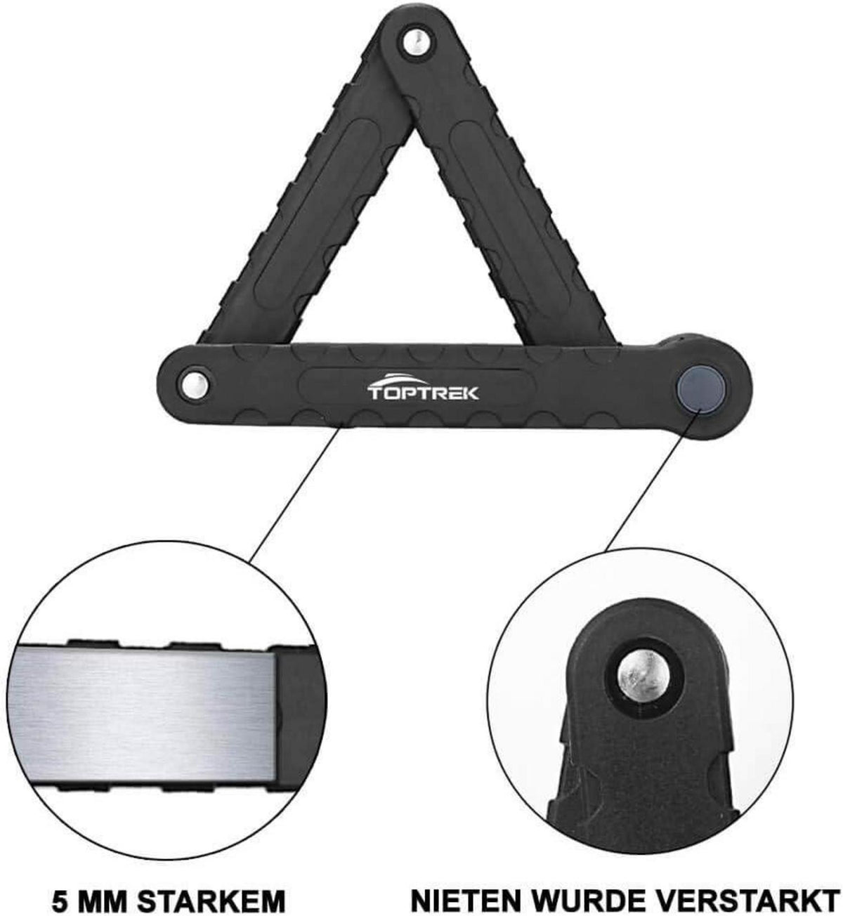 Toptrek Faltschloss mit Halterung Level 7 Schwarz 94cm 8 Gelenken