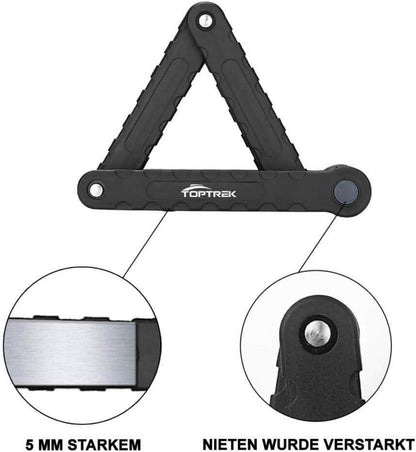 Toptrek Faltschloss mit Halterung Level 7 Schwarz 94cm 8 Gelenken