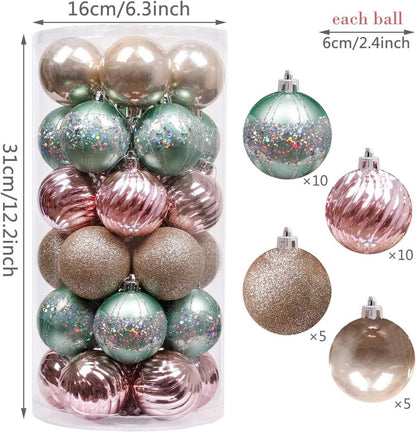 Weihnachtskugeln 30 Stücke 6CM Kunststoff Christbaumkugeln Mintgrün
