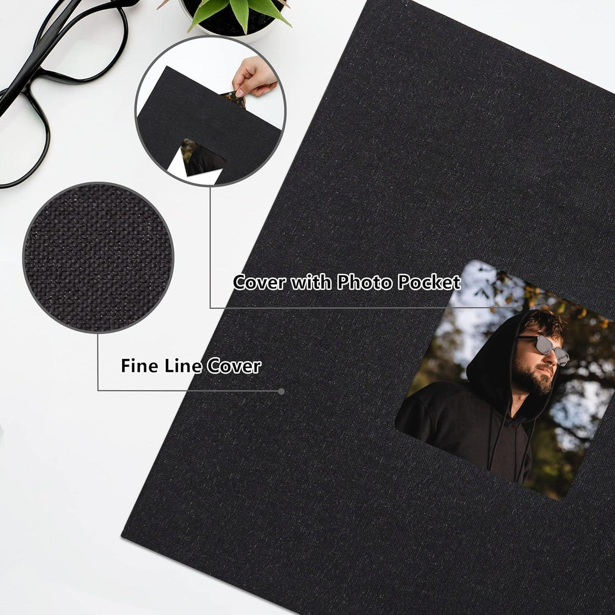 Selbstklebendes Fotoalbum mit Leineneinband und 40 Seiten