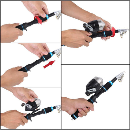 Kids Teleskop Angelrute Combo Set mit Spincast Reel für