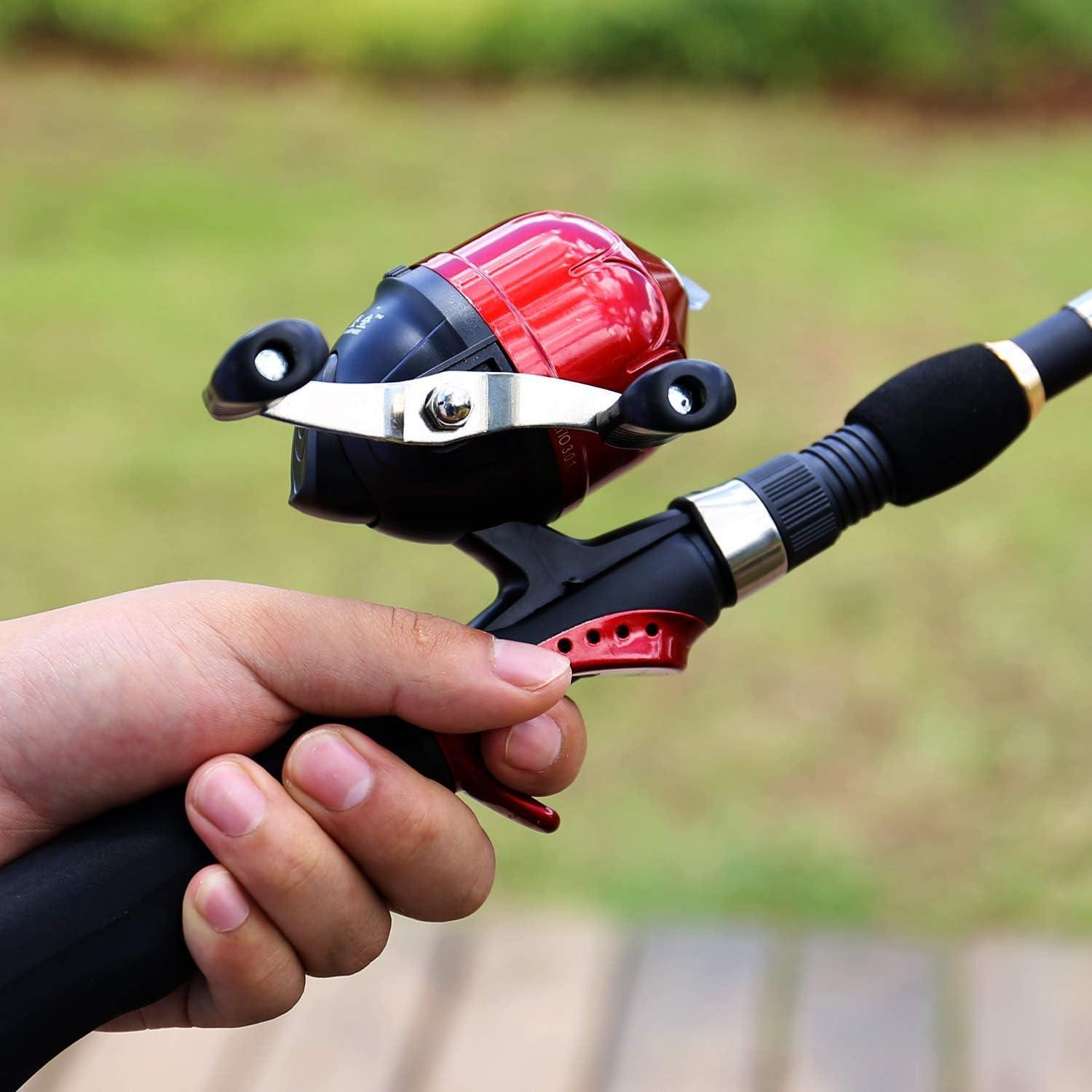 Teleskop-Angelrute für Kinder mit Spincast Reel und Full Kits - Schwarz