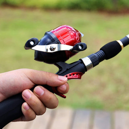 Teleskop-Angelrute für Kinder mit Spincast Reel und Full Kits - Schwarz