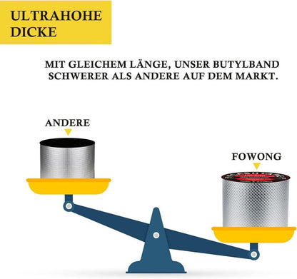 Wasserdichtes Butyl Klebeband 5cm x5m für Abdichten & Reparaturen