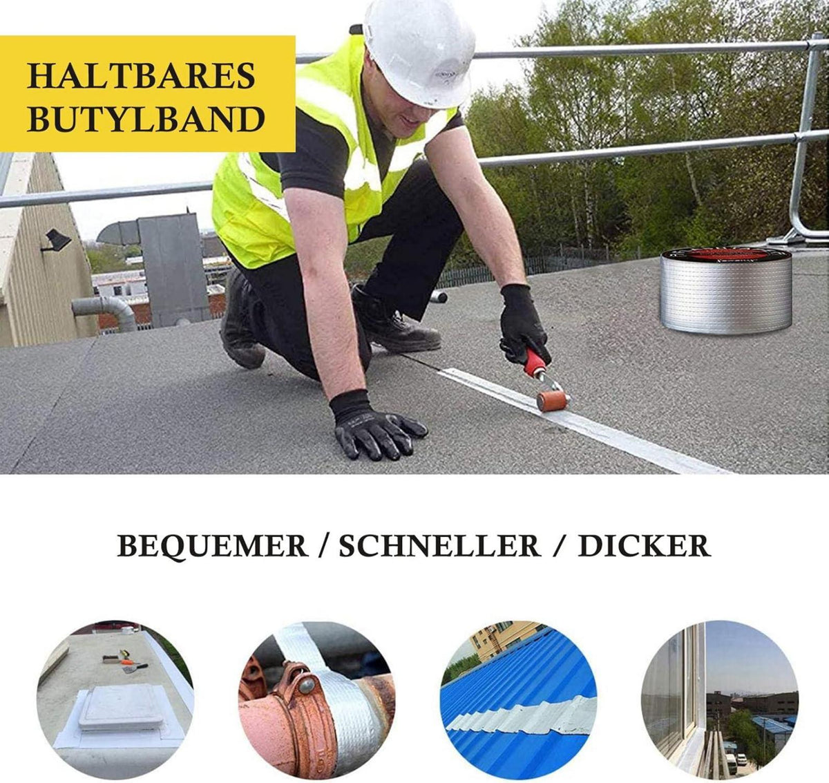 Butyl Klebeband 5cm x 5m wasserdichtes Alufolie Dichtband