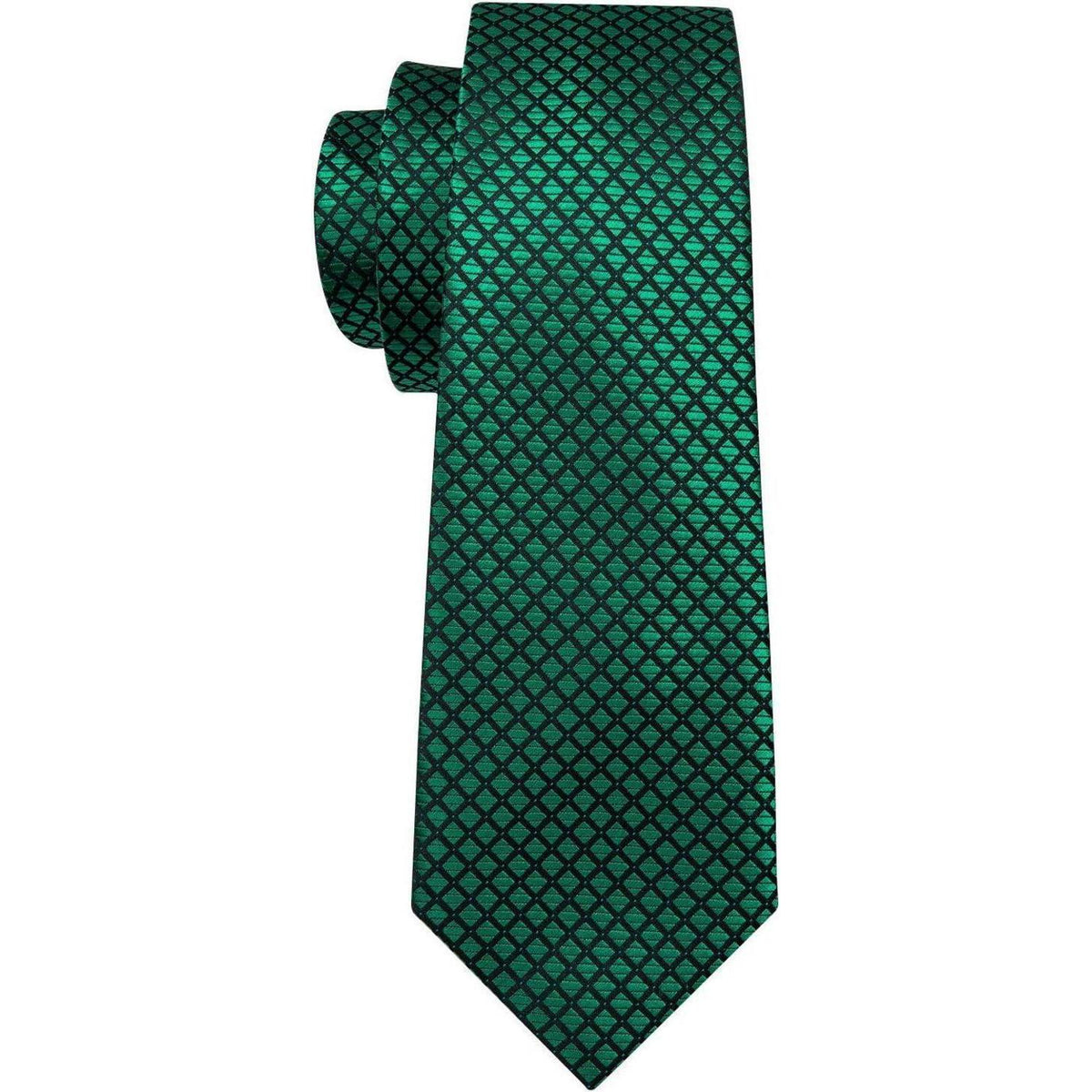 Herren Krawatten Set Seide Paisley mit Einstecktuch & Manschettenknöpfen Grün