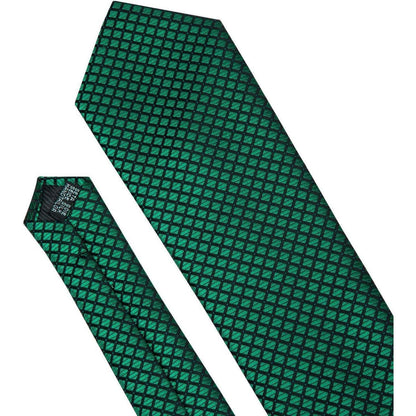 Herren Krawatten Set Seide Paisley mit Einstecktuch & Manschettenknöpfen Grün