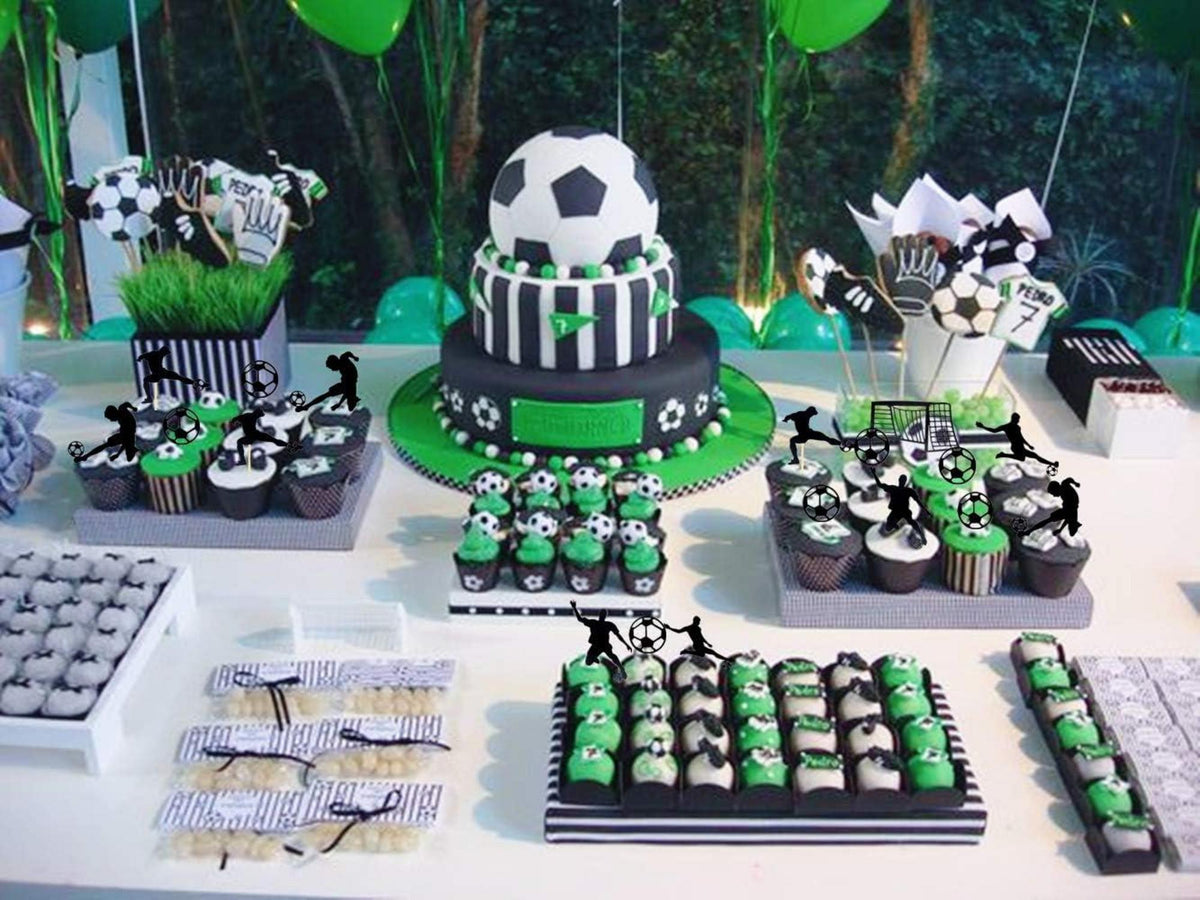 24 Stück Fußball Cupcake Topper für Sport Kuchen Dekoration Party