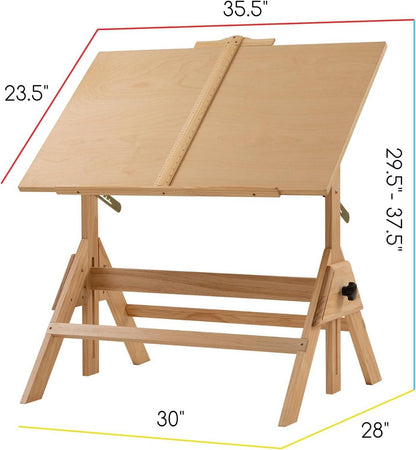 Holz-Zeichentisch Verstellbare Höhe 90x60cm für Kunst & Handwerk