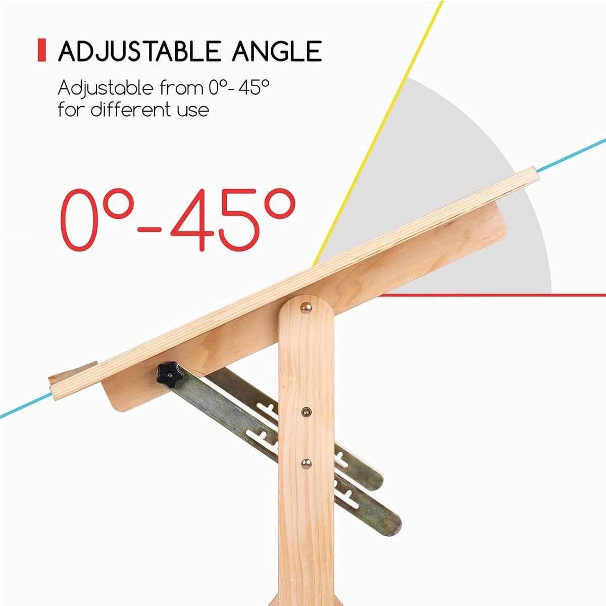 MEEDEN Holz-Zeichentisch 90x60cm Verstellbare Höhe Grafikdesign
