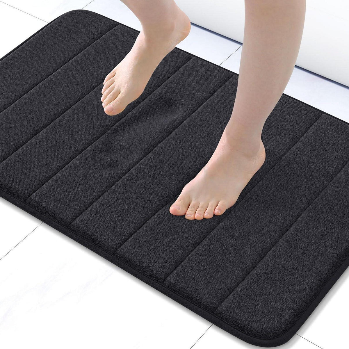 Memory Foam Badezimmerteppich Schwarz 41 x 61 cm