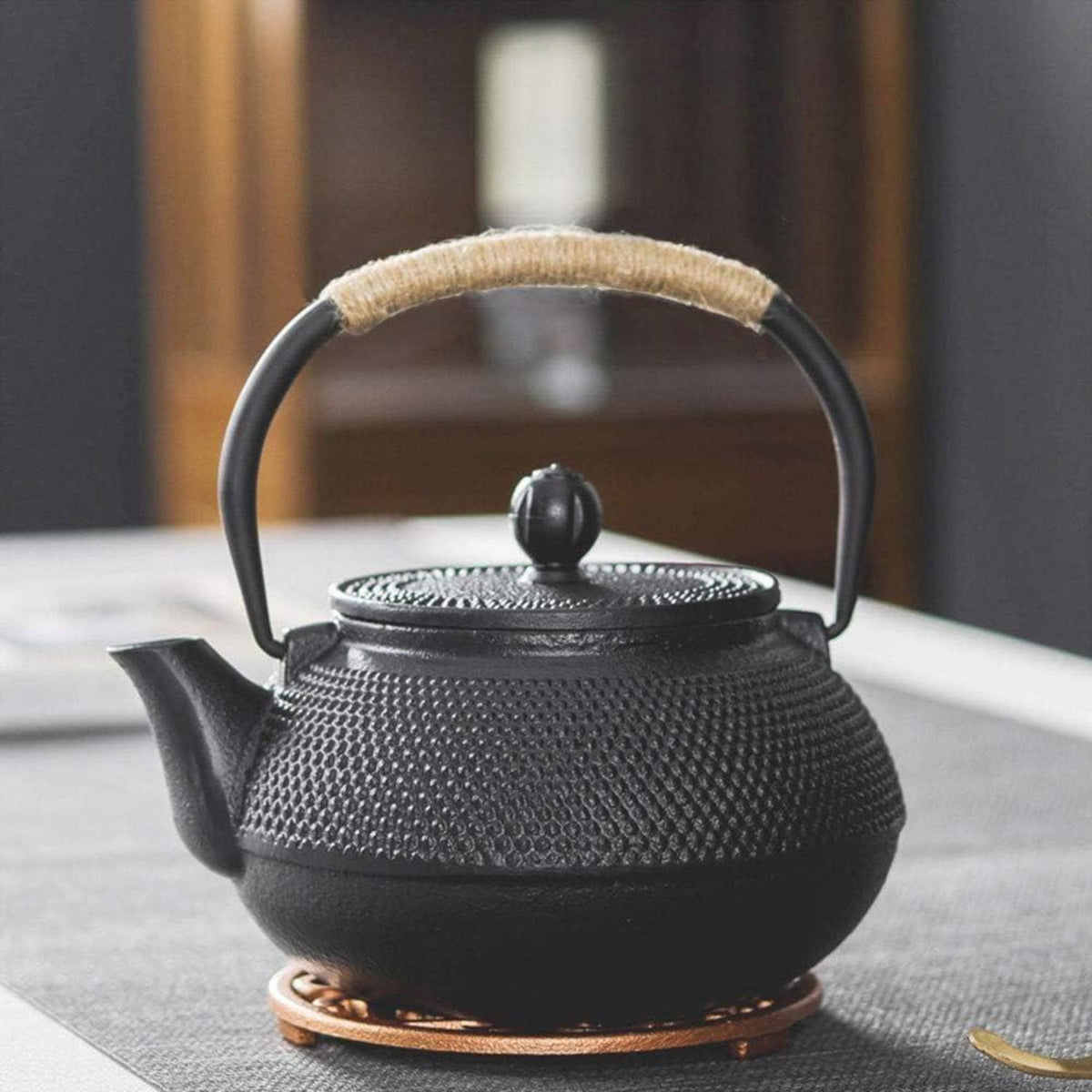 Gusseiserne Teekanne Japanischer Stil Edelstahl Einsatz 600ml Schwarz