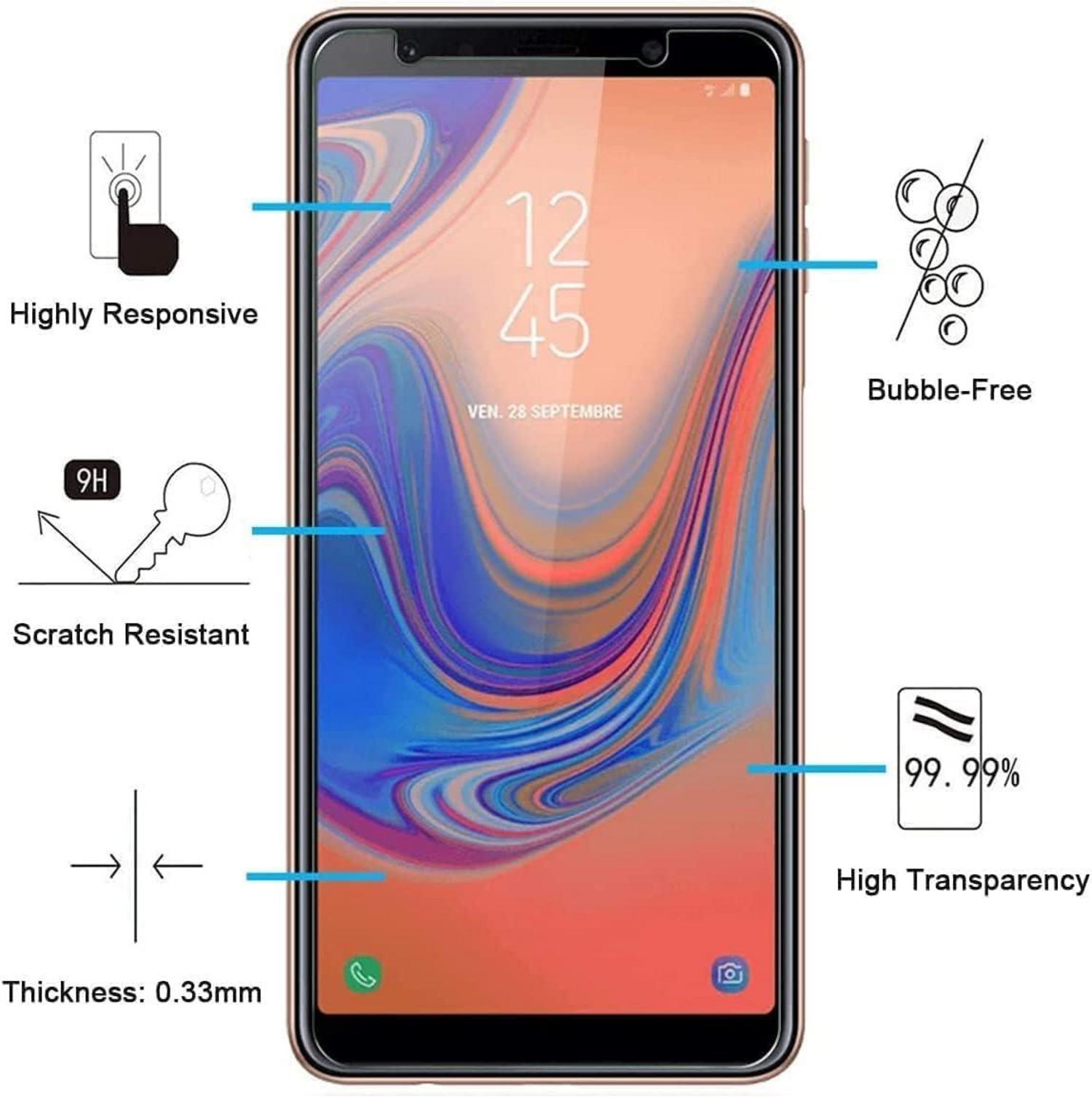 Panzer Schutz Glas Samsung A7 2018, 9H Härte, HD